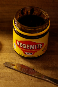 Jar of open vegemite